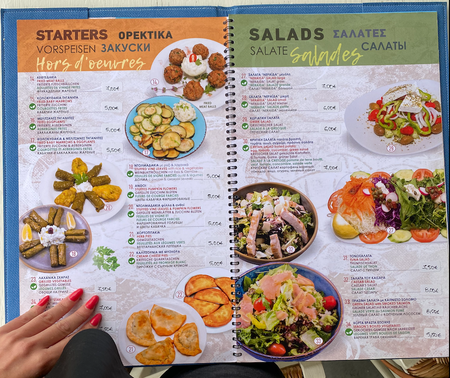 greek restaurant menu crete island